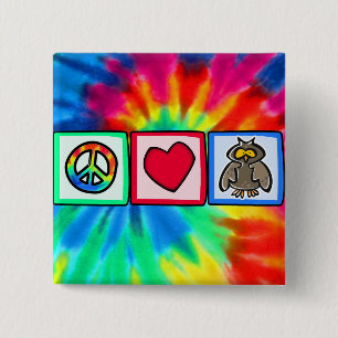 Peace, Love, Owls 2 Inch Square Button