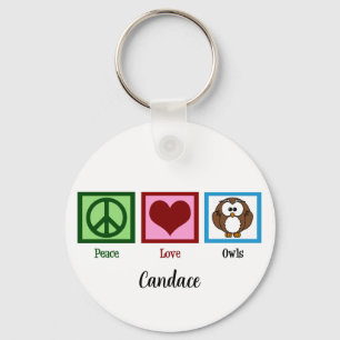 Peace Love Owls Keychain