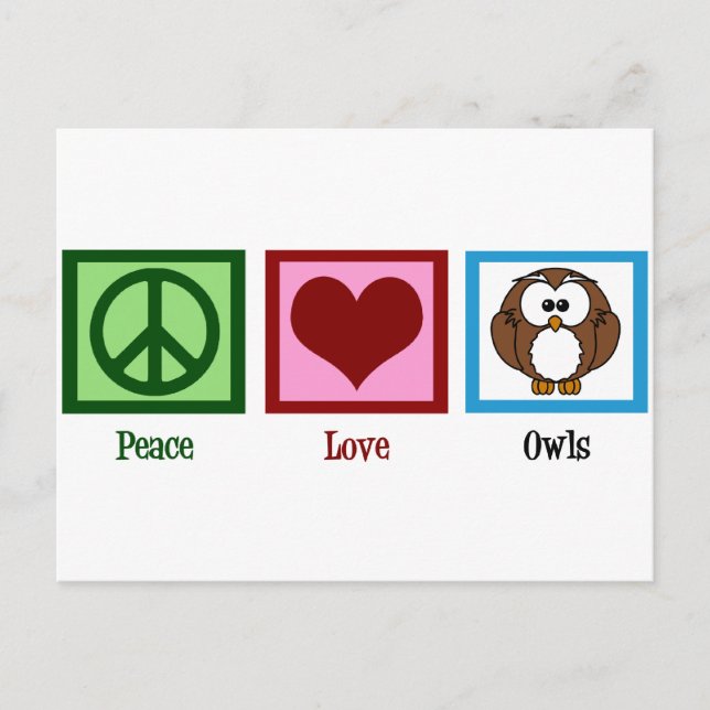 Peace Love Owls Postcard (Front)