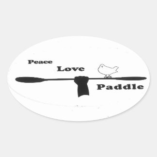 peace love paddle, dual blade oval sticker