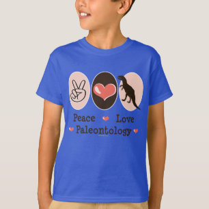 Peace Love Paléontologie Enfants Tshirt oranique