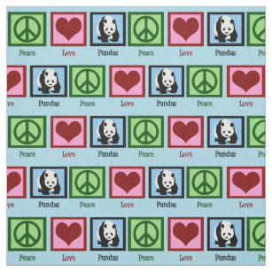 Peace Love Panda Bear Fabric
