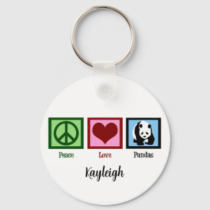 Peace Love Pandas Cute Custom Keychain