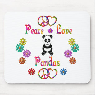 PEACE LOVE PANDAS MOUSE PAD