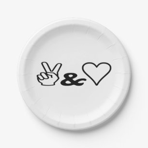 Peace & Love Paper Plate