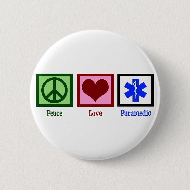 Peace Love Paramedic 2 Inch Round Button (Front)