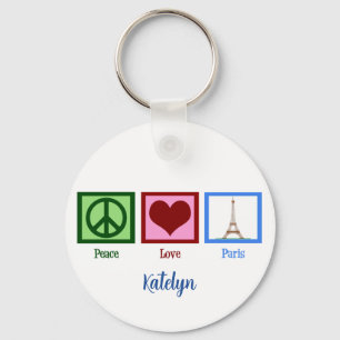 Peace Love Paris Customizable Keychain