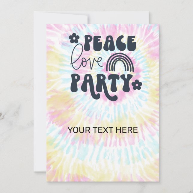 Peace Love Party Anniversaire Invitation (Devant)