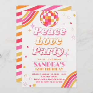 Peace Love Party Anniversaire Invitation