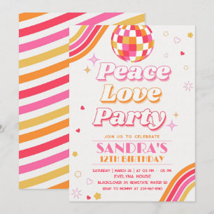 Peace Love Party Birthday Invitation