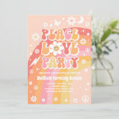 Peace Love Party Hippie Rainbow 70s Birthday Party Invitation (Standing Front)