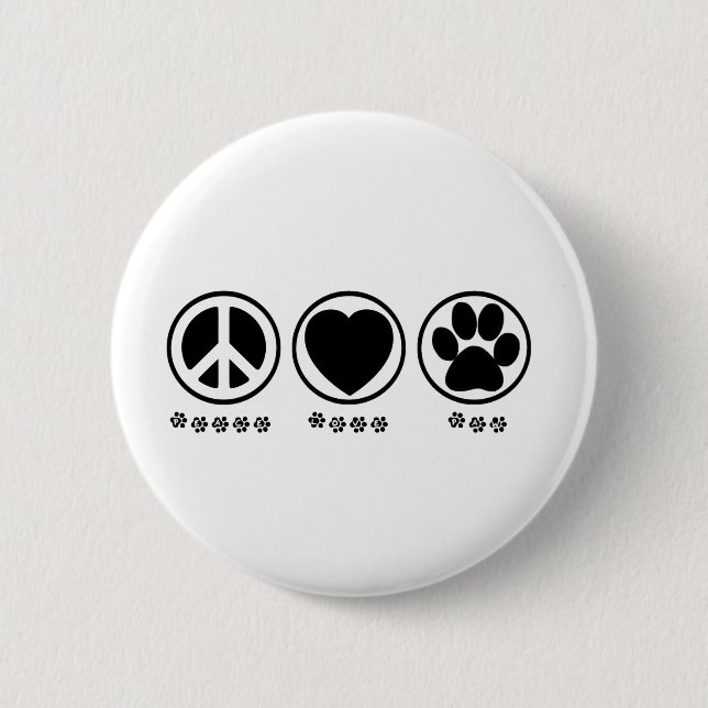 Peace Love Paw 2 Inch Round Button (Front)