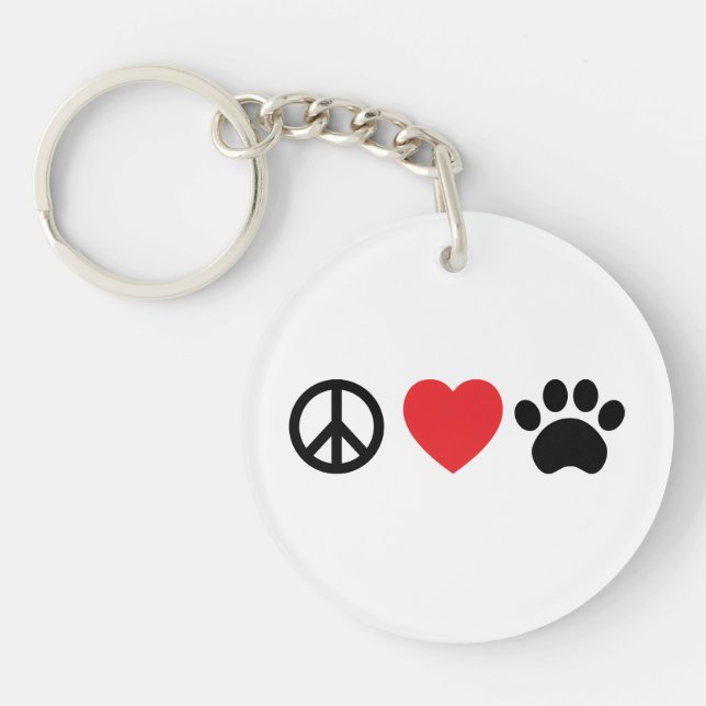 Peace, Love, Paw Acrylic Keychain (Front)