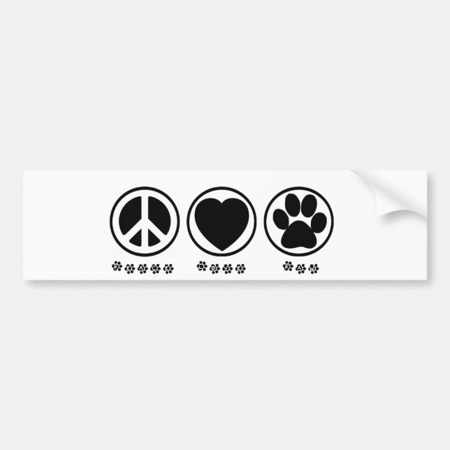 Peace Love Paw Bumper Sticker (Front)