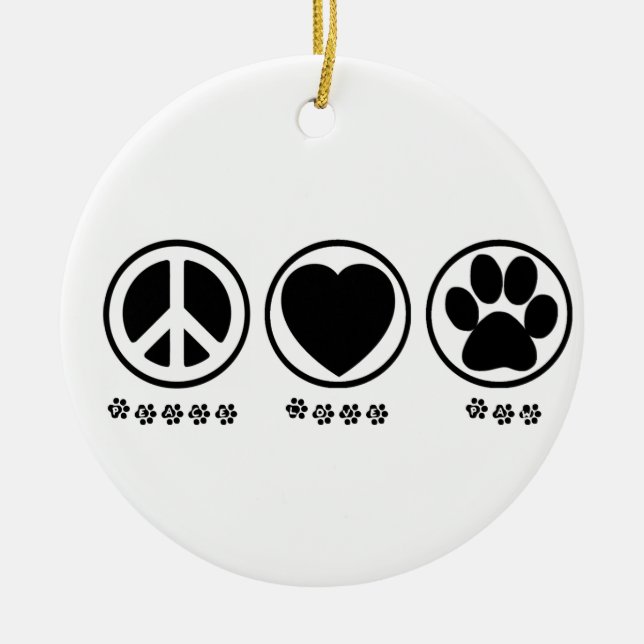 Peace Love Paw Ornament (Front)