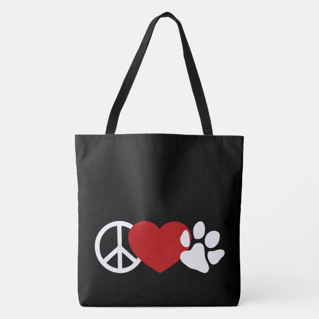 Peace-Love-Paw Tote Bag (Front)