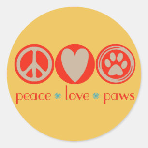 Peace Love Paws Classic Round Sticker