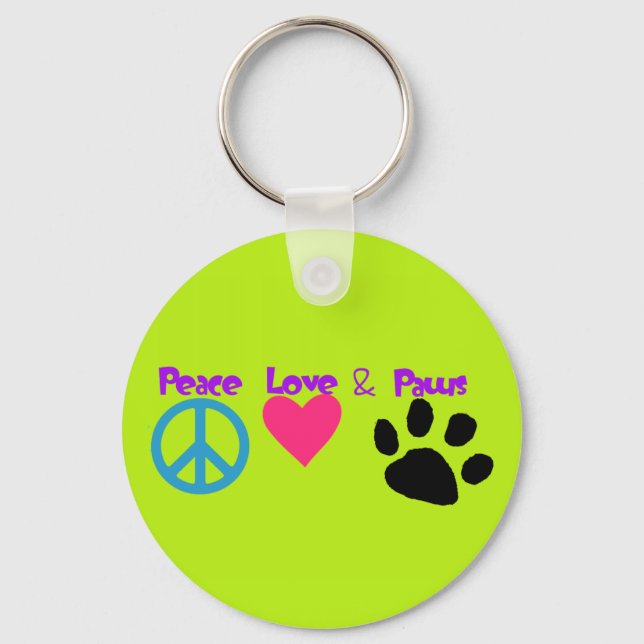 Peace Love & Paws Keychain (Front)