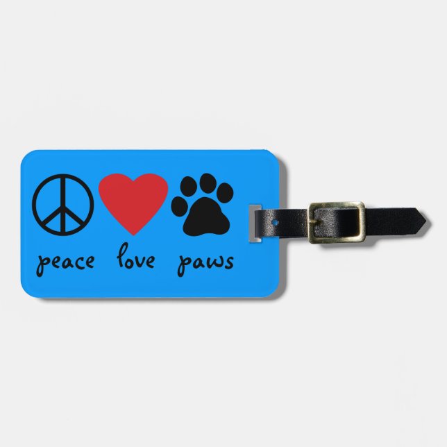 Peace Love Paws Luggage Tag (Front Horizontal)