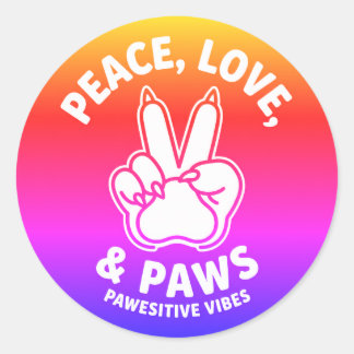Peace Love & Paws Paw Positive Vibes Dog Lover Classic Round Sticker