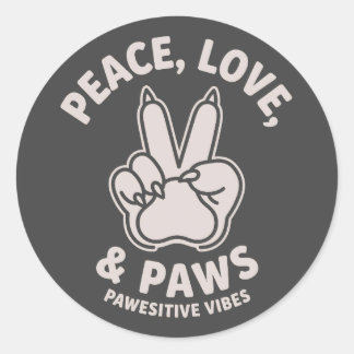 Peace Love & Paws Paw Positive Vibes Dog Lover Classic Round Sticker