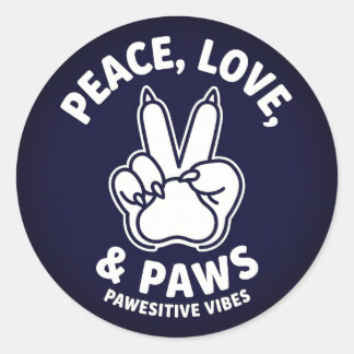 Peace Love & Paws Paw Positive Vibes Dog Lover Classic Round Sticker
