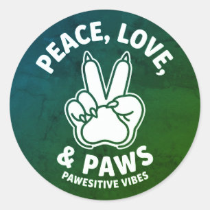 Peace Love & Paws Paw Positive Vibes Dog Lover Classic Round Sticker