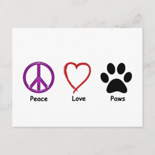 Peace Love Paws Postcard