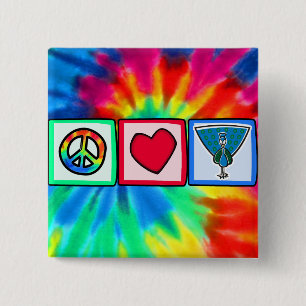 Peace, Love, Peacocks 2 Inch Square Button
