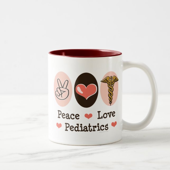 Peace Love Pediatrics Pediatrician Mug (Right)