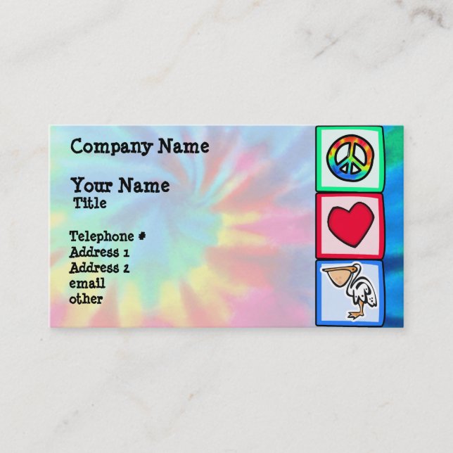 Peace, Love, Pelicans Business Card (Front)