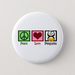 Peace Love Penguins 2 Inch Round Button