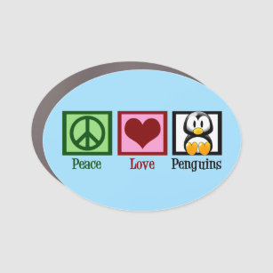 Peace Love Penguins Car Magnet