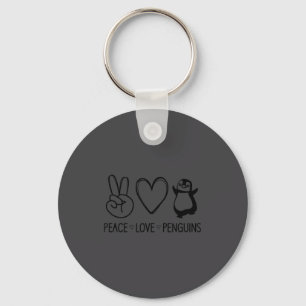 Peace Love Penguins, Funny, Jokes, Sarcastic Sayin Keychain