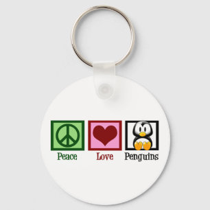 Peace Love Penguins Keychain