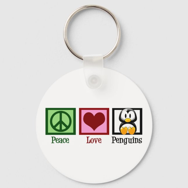 Peace Love Penguins Keychain (Front)