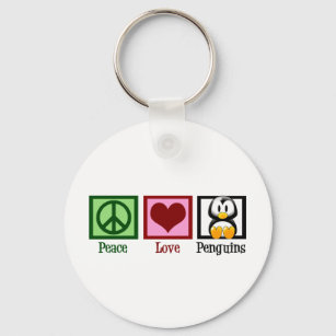 Peace Love Penguins Keychain
