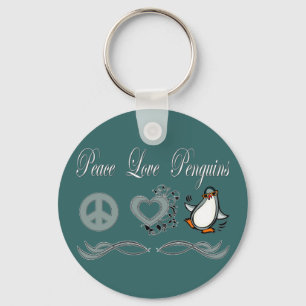 Peace Love Penguins Keychain