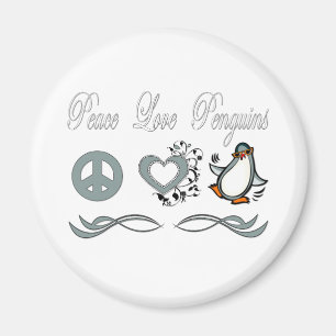 Peace Love Penguins Magnet