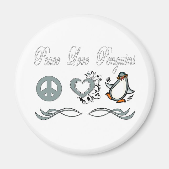 Peace Love Penguins Magnet (Front)