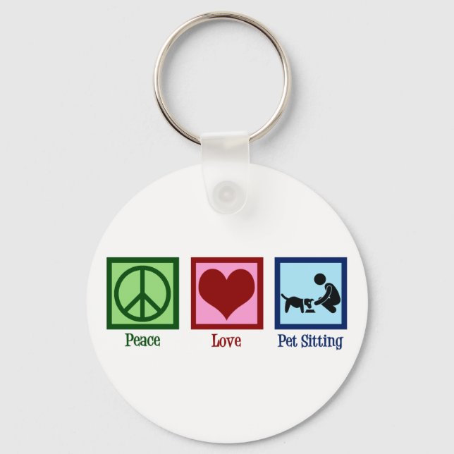 Peace Love Pet Sitting Dog Walking Service Keychain (Front)