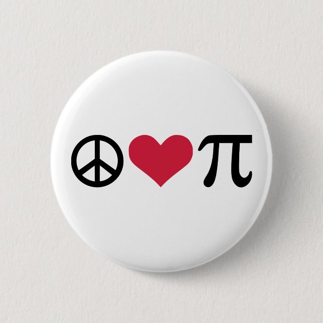 Peace, Love & Pi 2 Inch Round Button (Front)