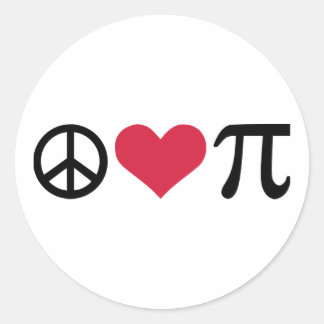 Peace, Love & Pi Classic Round Sticker