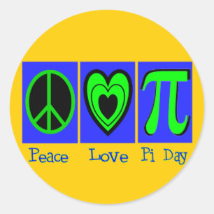 Peace Love Pi Day Classic Round Sticker