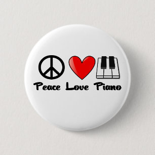 Peace, Love, Piano 2 Inch Round Button