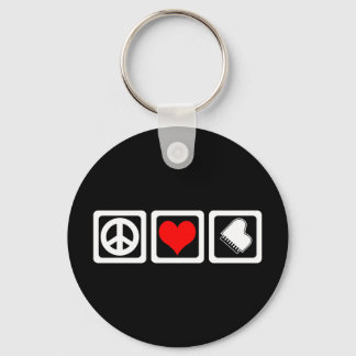 Peace love piano keychain