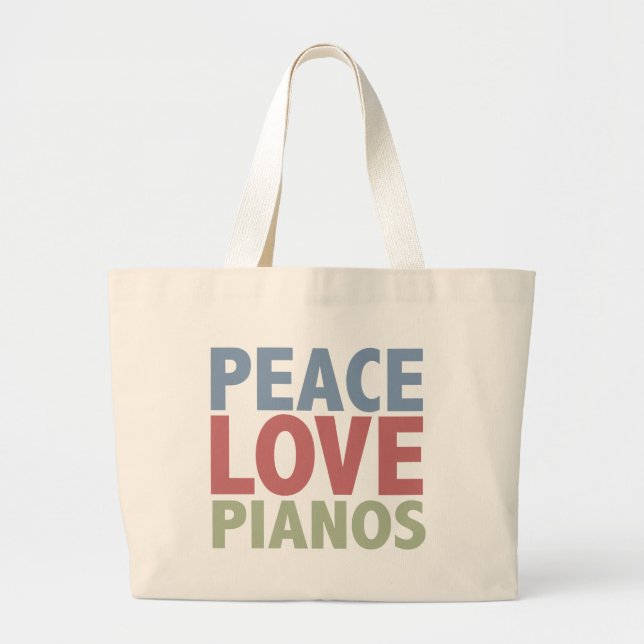 Peace Love Pianos Large Tote Bag (Front)