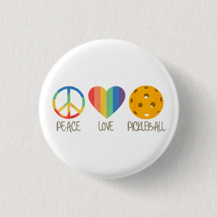 Peace Love Pickleball 1 Inch Round Button