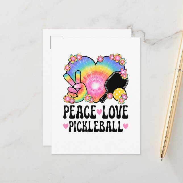 Peace Love Pickleball Announcement Postcard (Front/Back In Situ)