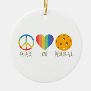 Peace Love Pickleball Ceramic Ornament